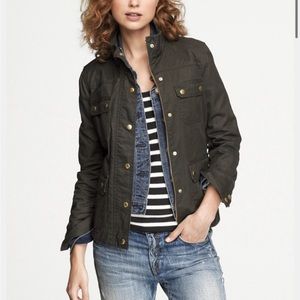J.Crew Black Label Downtown Field Utility Jacket Wax Coated Army Green Size S